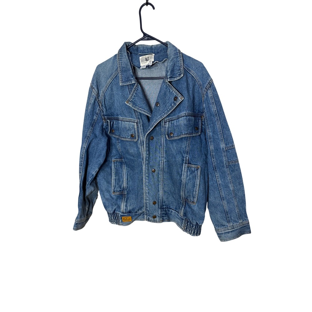 Vintage Union Bay Mens Denim Bomber Jacket Blue Medium Wash 90s M
